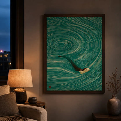 Swimming Otter Swirl Wall Art Decor - Wall Art Decor - lifestyle