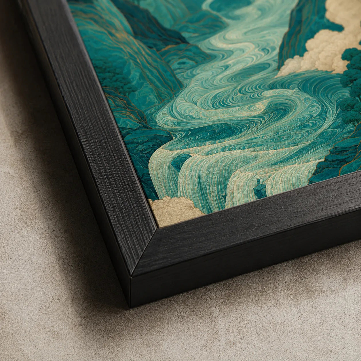 Teal Mountain Waterfall Wall Art Decor - Wall Art Decor - packaging