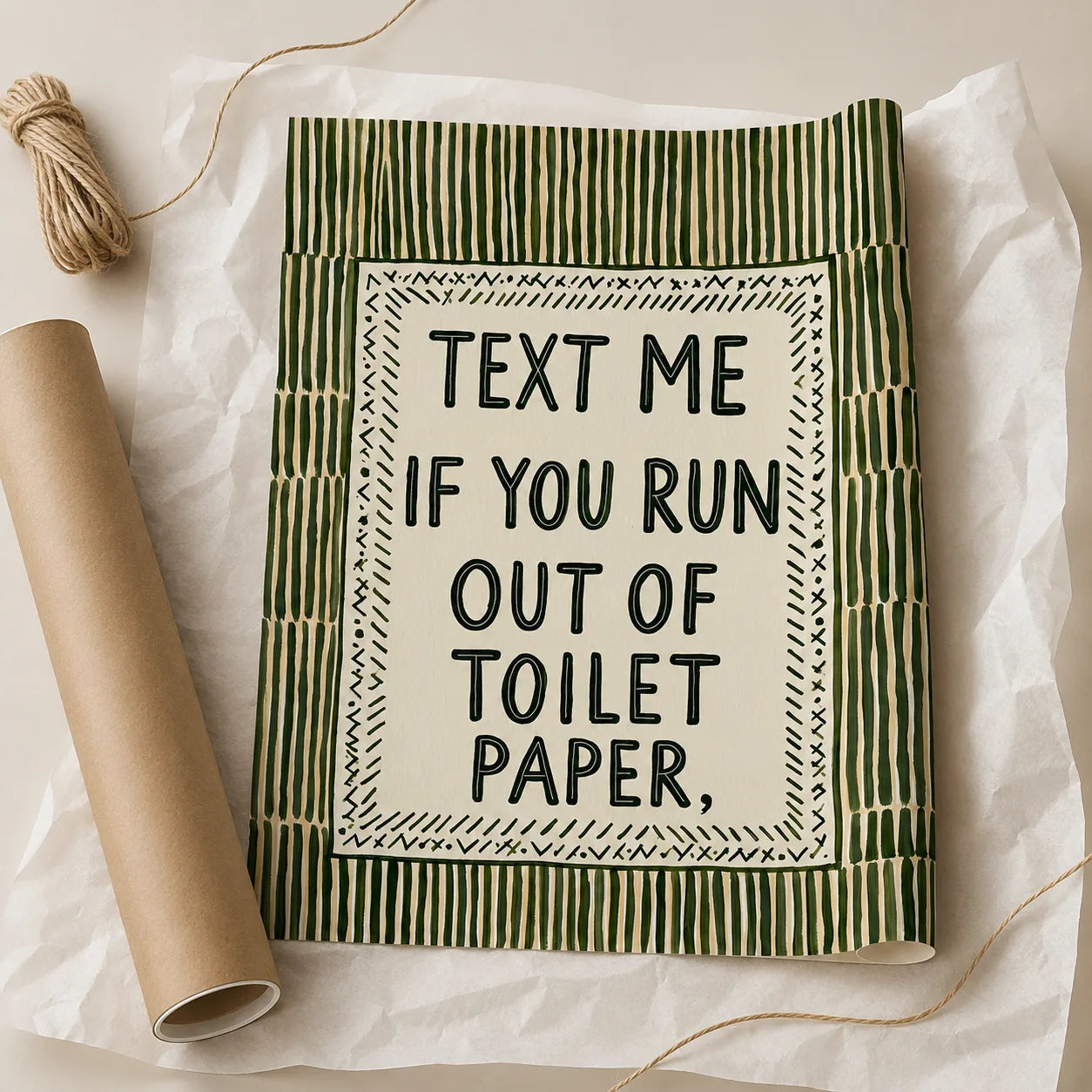 Text Me Toilet Paper Wall Art Decor - Wall Art Decor - back view
