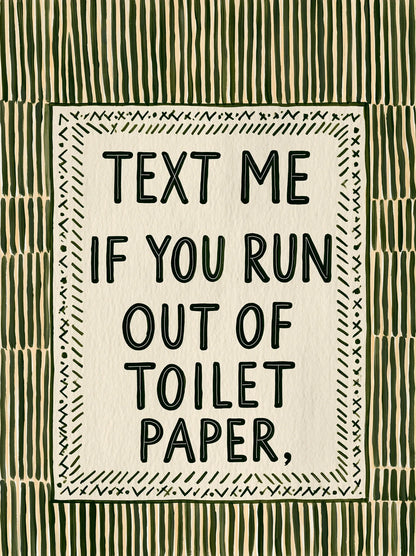 Text Me Toilet Paper Wall Art Decor - Wall Art Decor - front view