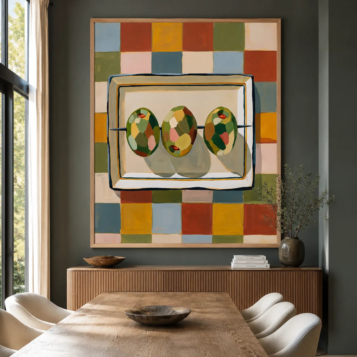 Three Olives Checkerboard Wall Art Decor - Wall Art Decor - close up