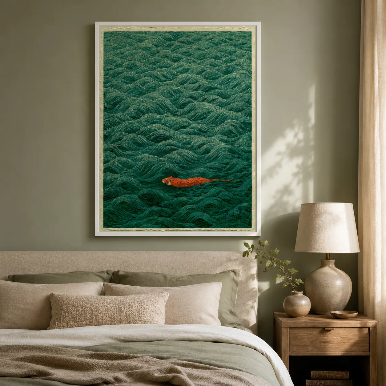 Tiger Swimming Through Waves Wall Art Decor - Wall Art Decor - alternate angle