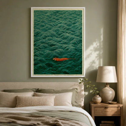 Tiger Swimming Through Waves Wall Art Decor - Wall Art Decor - alternate angle