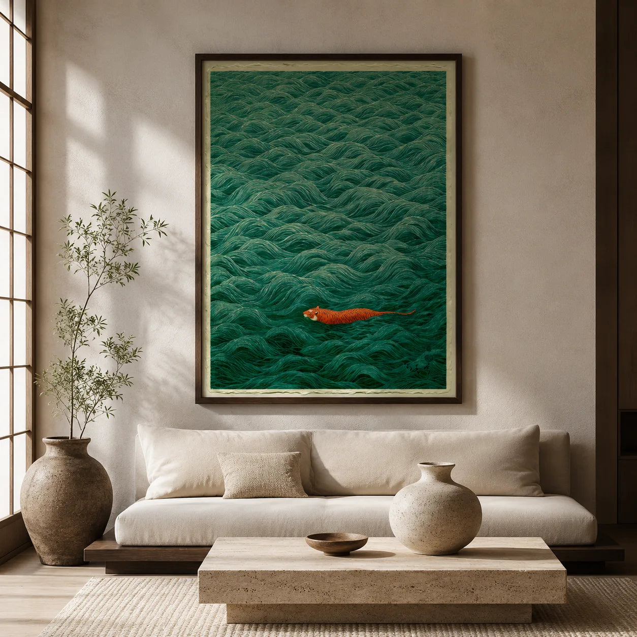 Tiger Swimming Through Waves Wall Art Decor - Wall Art Decor - detail