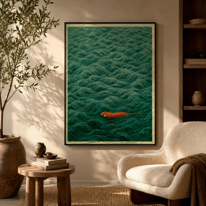 Tiger Swimming Through Waves Wall Art Decor - Wall Art Decor - in use