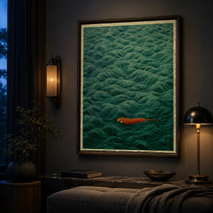Tiger Swimming Through Waves Wall Art Decor - Wall Art Decor - lifestyle