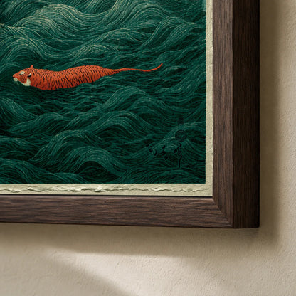 Tiger Swimming Through Waves Wall Art Decor - Wall Art Decor - packaging
