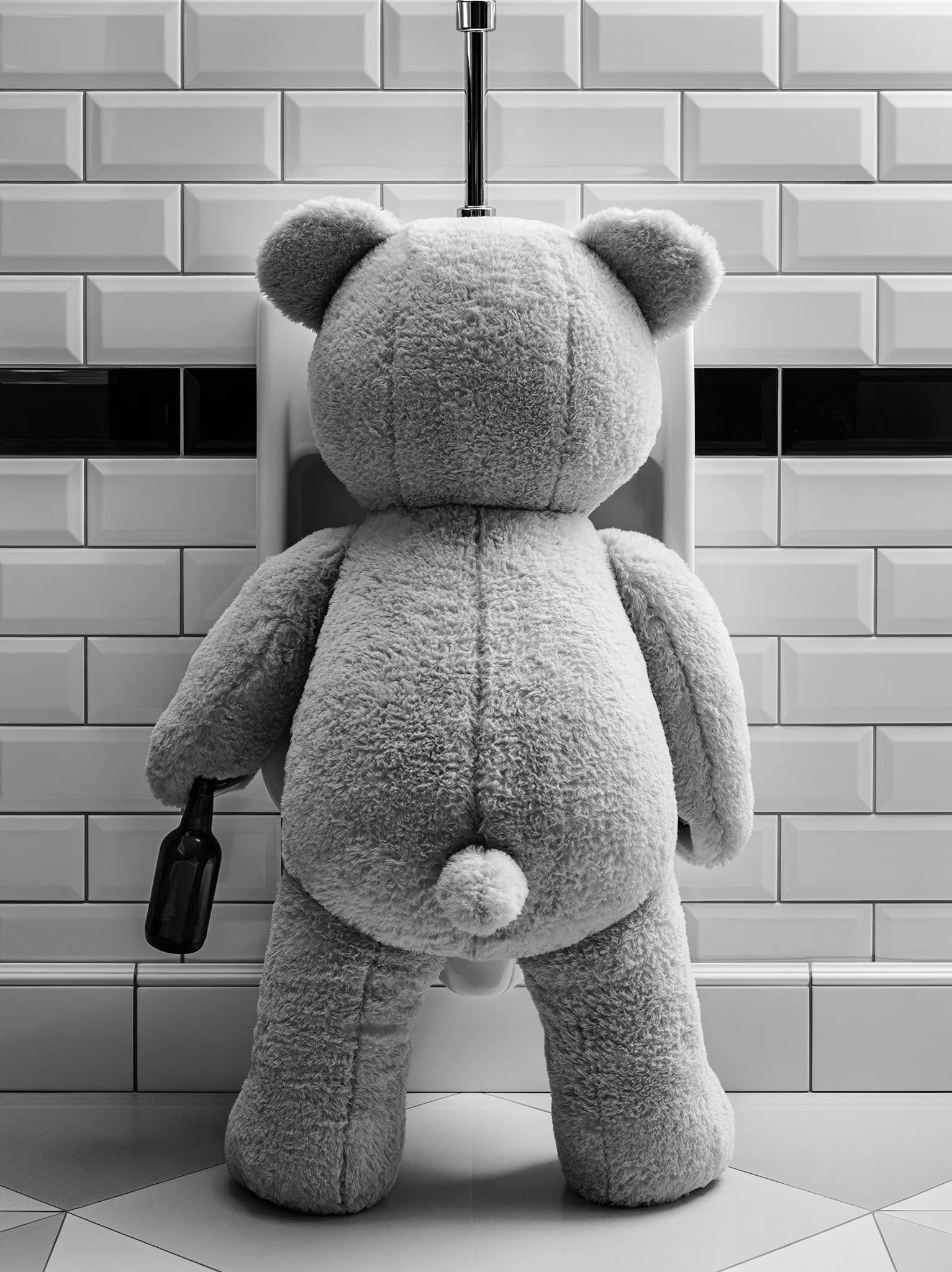 Tipsy Teddy Bear Bathroom Wall Art Decor - Wall Art Decor - front view