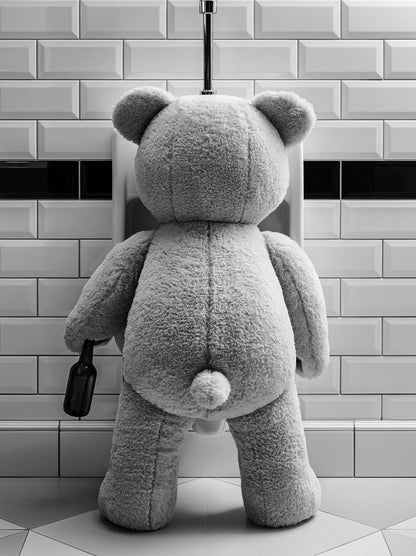 Tipsy Teddy Bear Bathroom Wall Art Decor - Wall Art Decor - front view