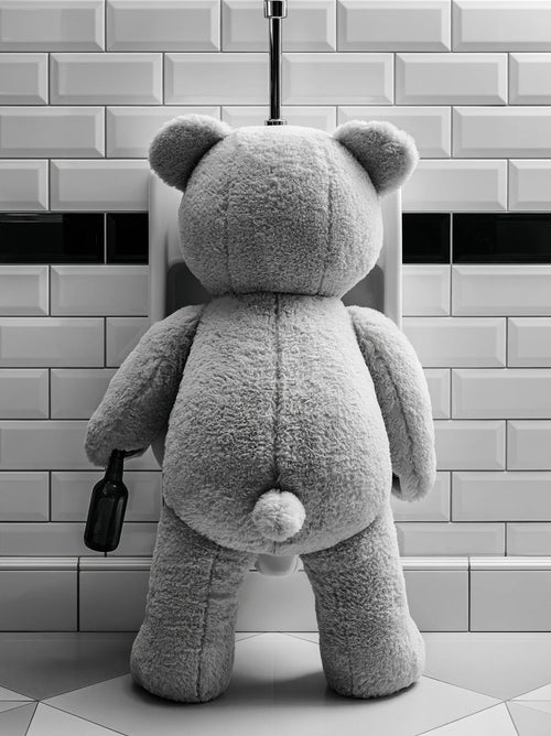 Tipsy Teddy Bear Bathroom Wall Art Decor