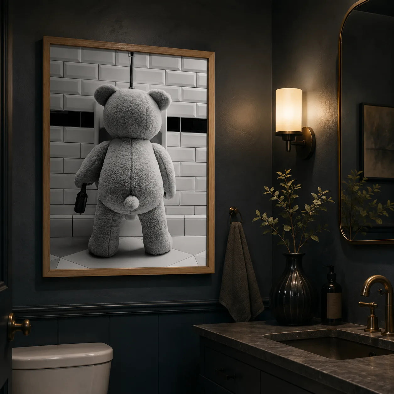 Tipsy Teddy Bear Bathroom Wall Art Decor - Wall Art Decor - lifestyle