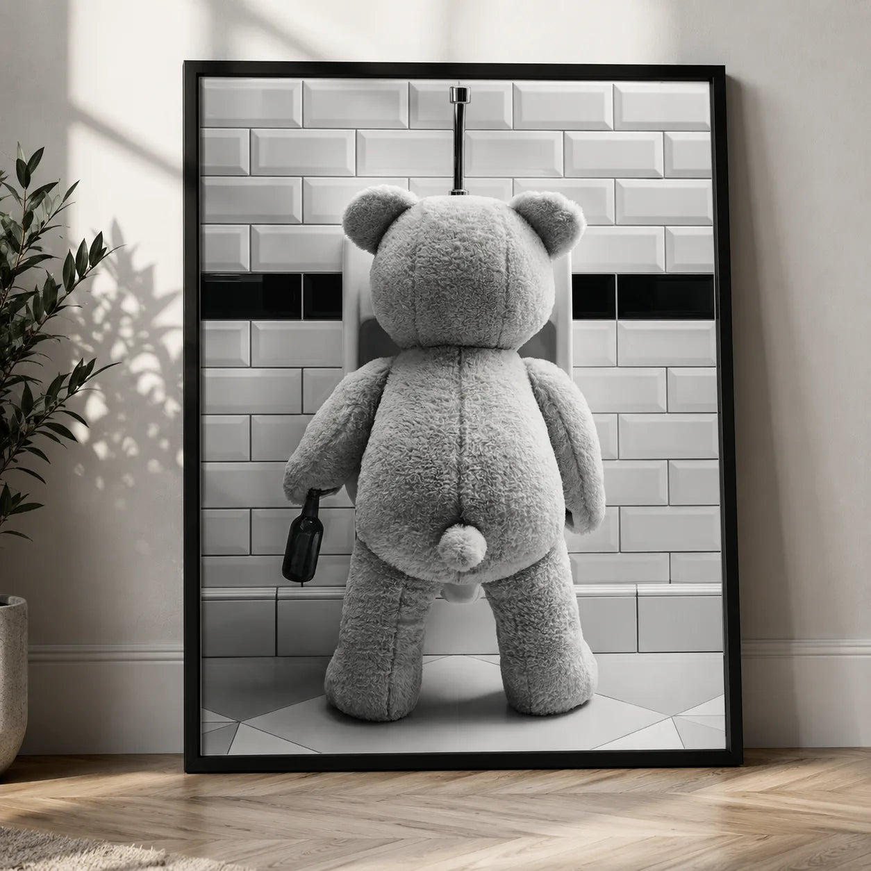 Tipsy Teddy Bear Bathroom Wall Art Decor - Wall Art Decor - side view
