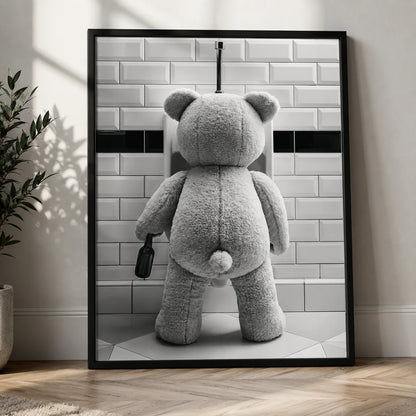 Tipsy Teddy Bear Bathroom Wall Art Decor - Wall Art Decor - side view
