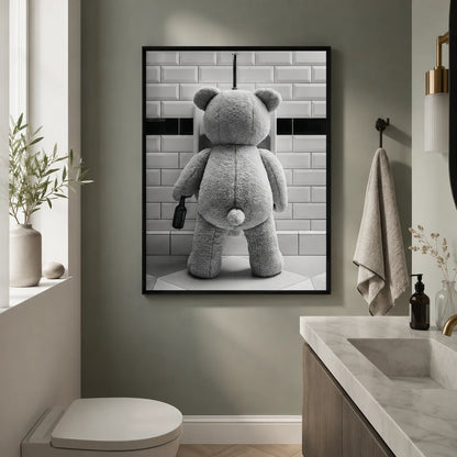 Tipsy Teddy Bear Bathroom Wall Art Decor - Wall Art Decor - styled