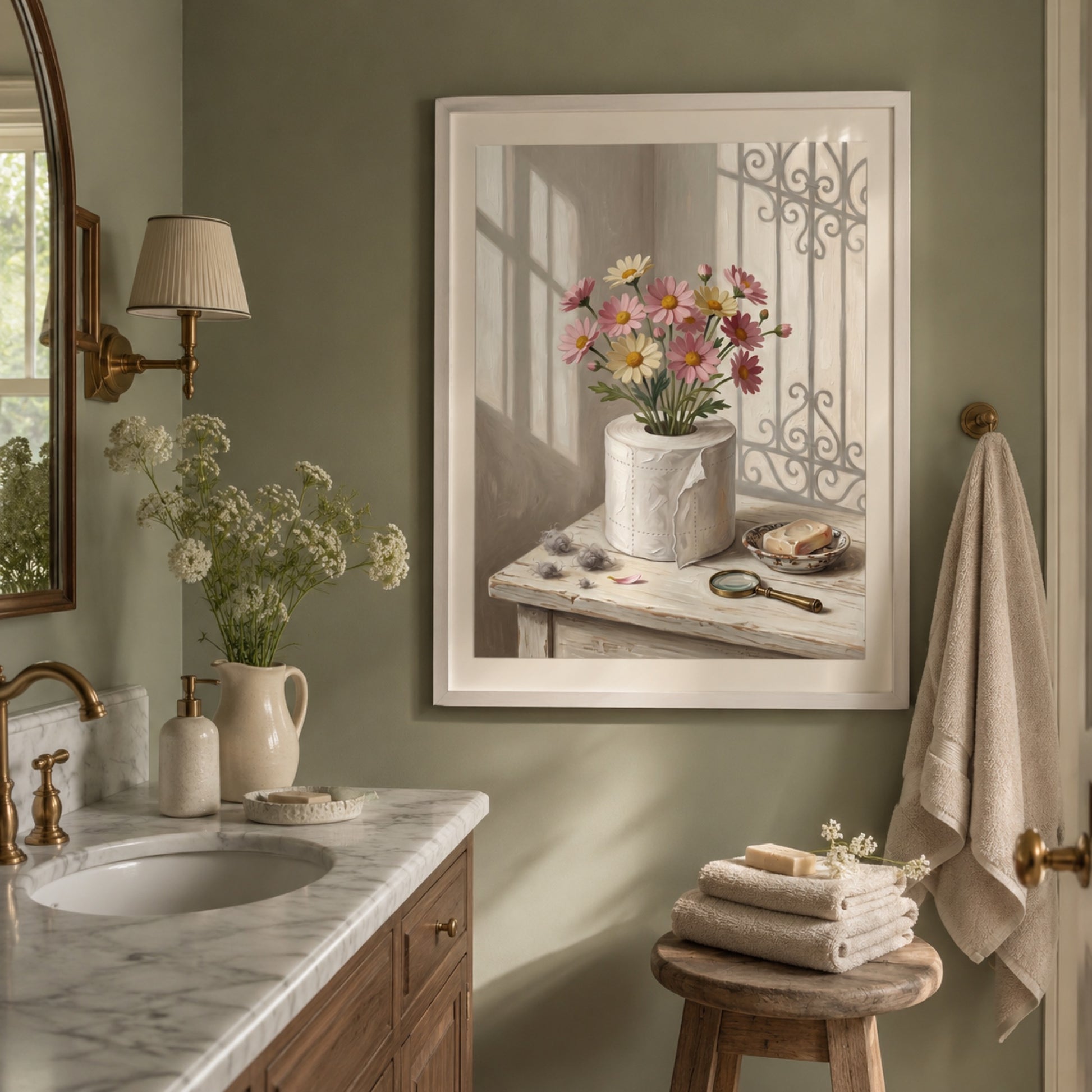 Toilet Paper Daisies Wall Art Decor preview 2