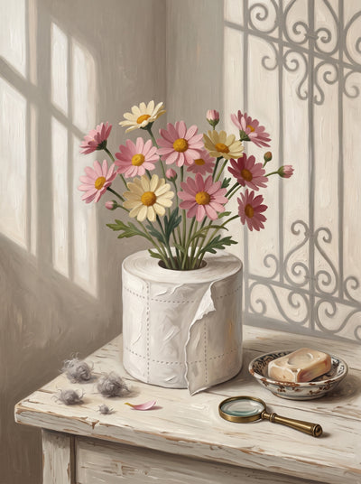 Toilet Paper Daisies Wall Art Decor