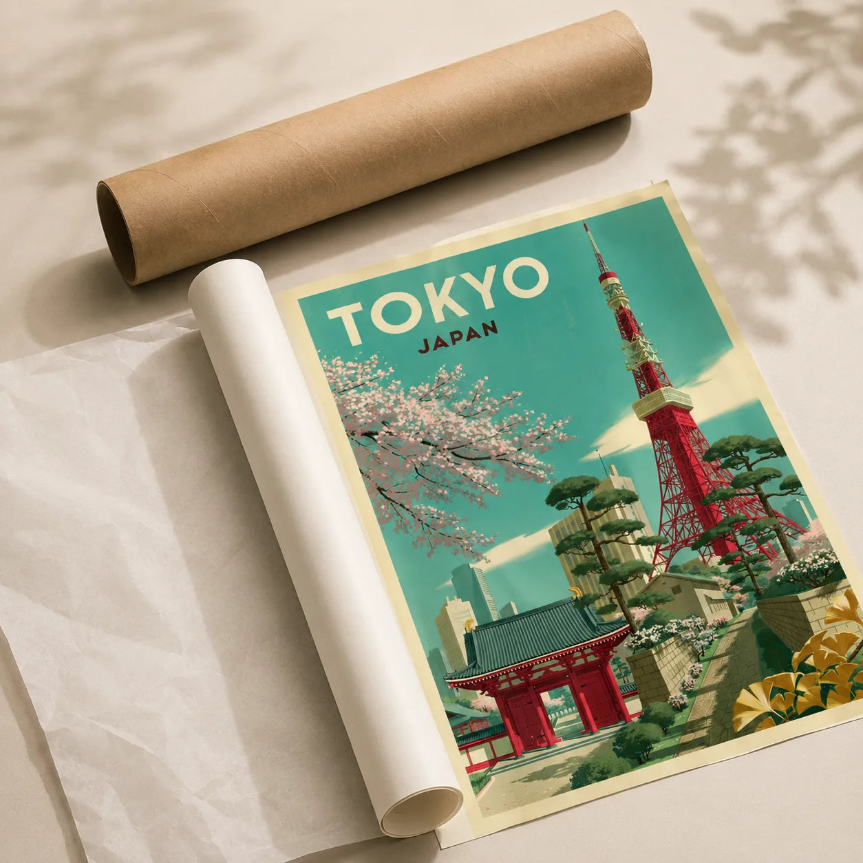 Tokyo Japan Vintage Travel Wall Art Decor - Wall Art Decor - back view