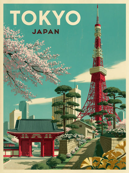 Tokyo Japan Vintage Travel Wall Art Decor - Wall Art Decor - front view