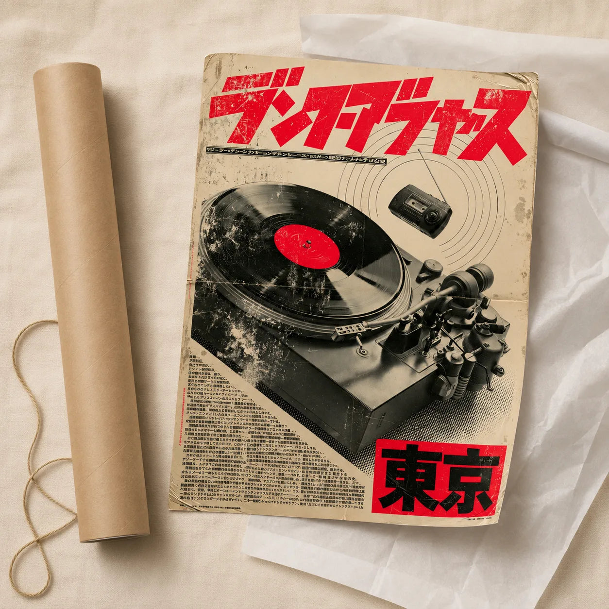 Tokyo Vinyl Turntable Wall Art Decor - Wall Art Decor - back view