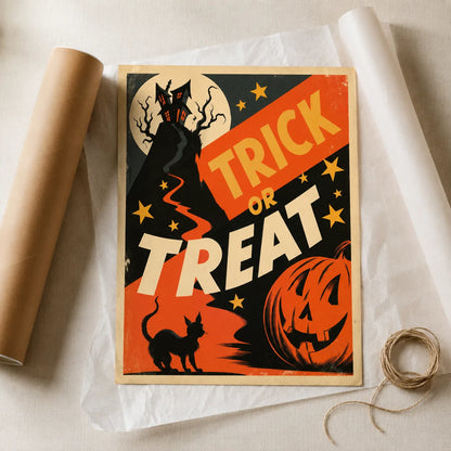 Trick or Treat Halloween Wall Art Decor - Wall Art Decor - back view
