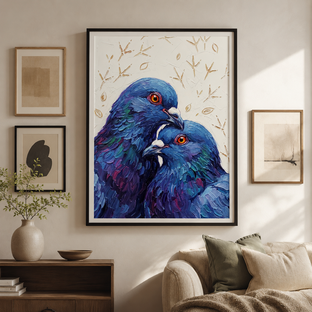 Two Pigeons Palette Knife Oil Wall Art Decor – preview 10