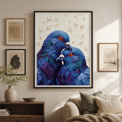 Two Pigeons Palette Knife Oil Wall Art Decor – preview 10