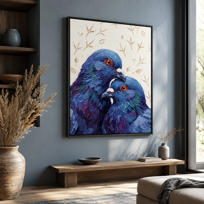 Two Pigeons Palette Knife Oil Wall Art Decor – preview 7
