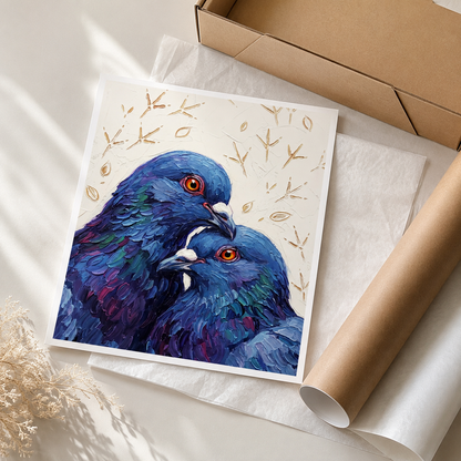Two Pigeons Palette Knife Oil Wall Art Decor – preview 9