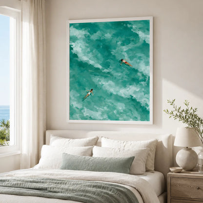 Two Swimmers Turquoise Water Wall Art Decor - Wall Art Decor - detail