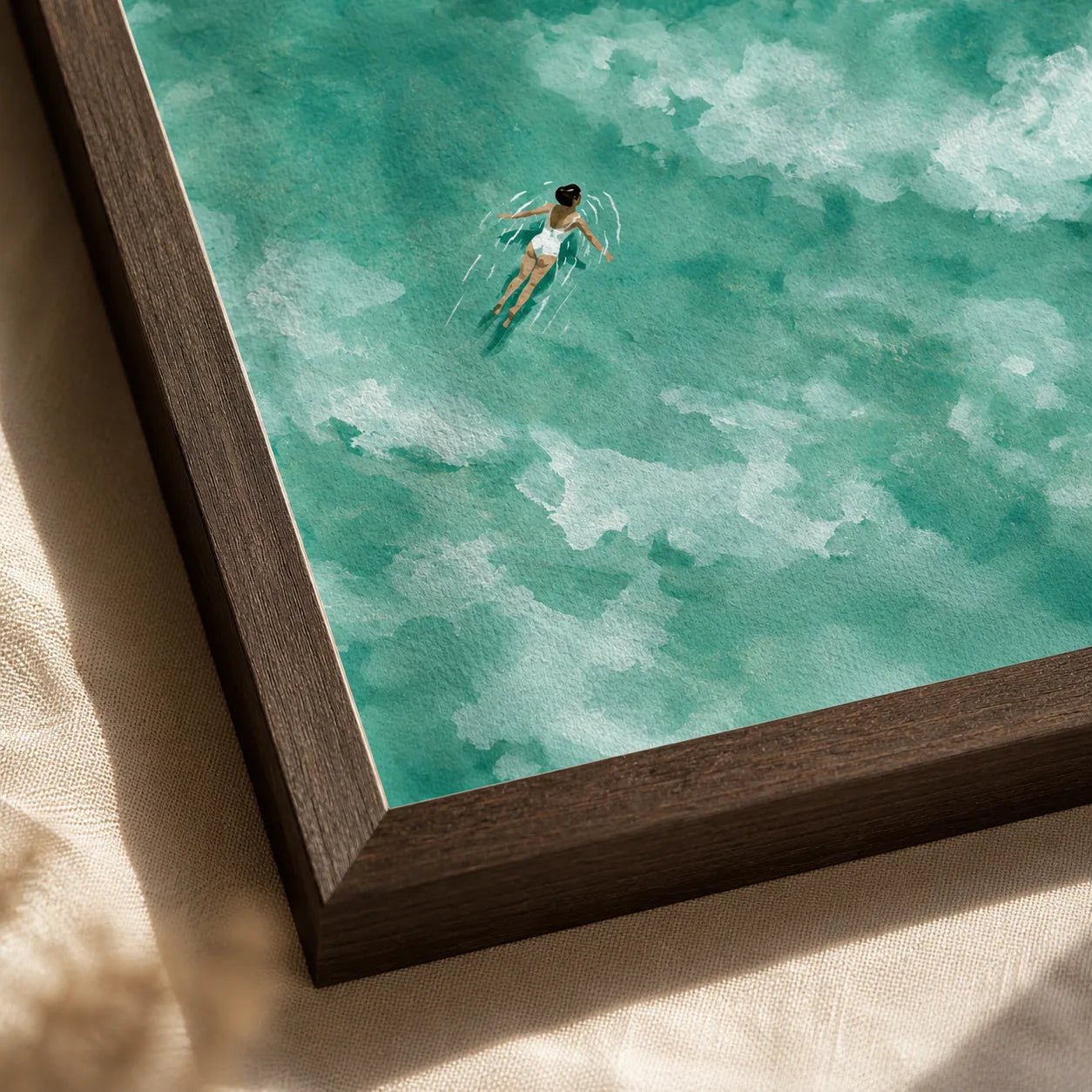 Two Swimmers Turquoise Water Wall Art Decor - Wall Art Decor - packaging