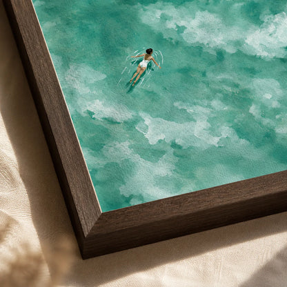 Two Swimmers Turquoise Water Wall Art Decor - Wall Art Decor - packaging
