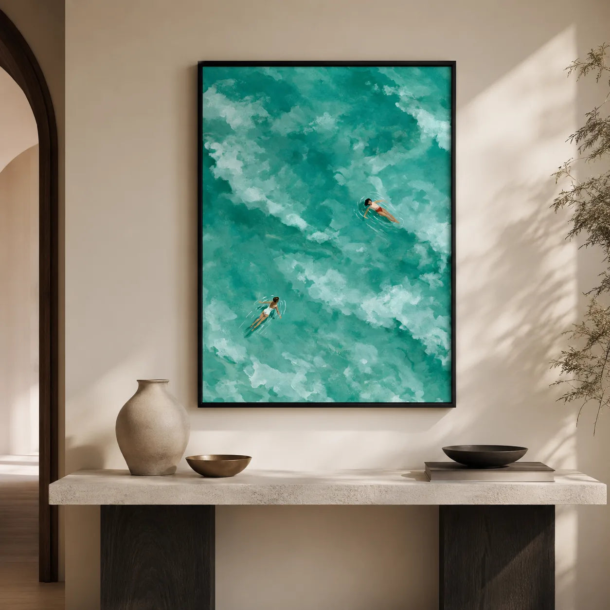 Two Swimmers Turquoise Water Wall Art Decor - Wall Art Decor - view 11