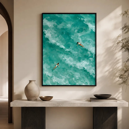 Two Swimmers Turquoise Water Wall Art Decor - Wall Art Decor - view 11