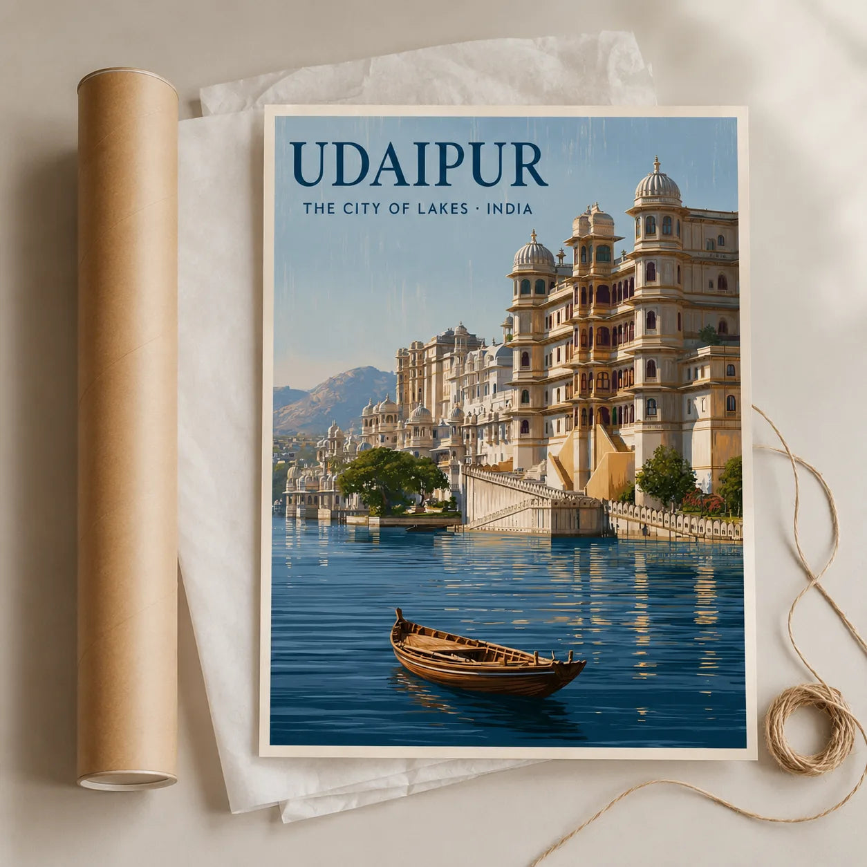 Udaipur City of Lakes Wall Art Decor - Wall Art Decor - back view