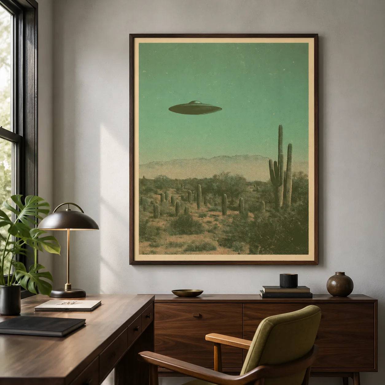 Ufo Over Desert Wall Art Decor - Wall Art Decor - alternate angle