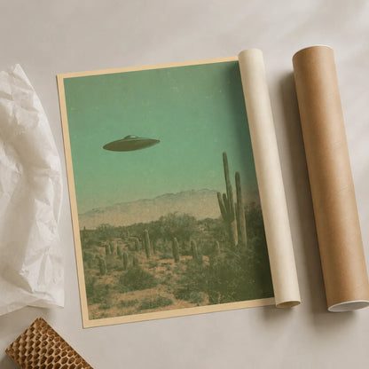 Ufo Over Desert Wall Art Decor - Wall Art Decor - back view