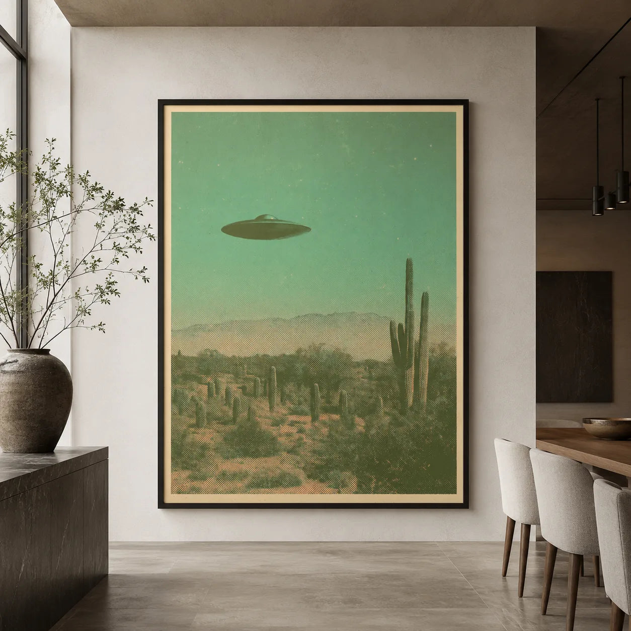 Ufo Over Desert Wall Art Decor - Wall Art Decor - close up