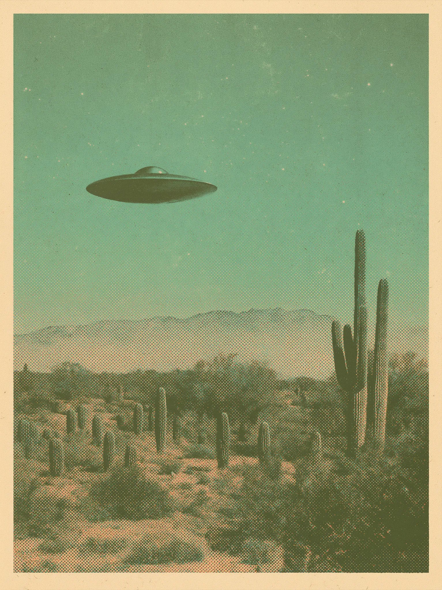Ufo Over Desert Wall Art Decor - Wall Art Decor - front view