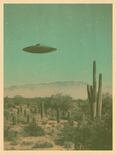 Ufo Over Desert Wall Art Decor