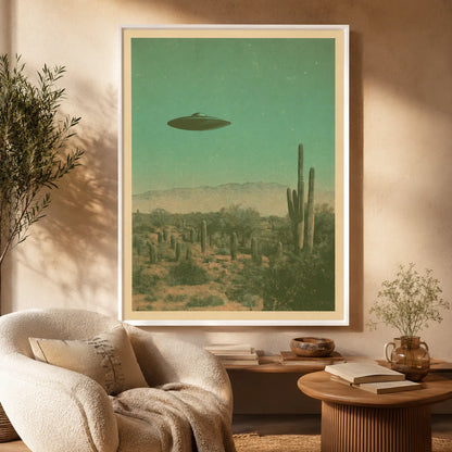 Ufo Over Desert Wall Art Decor - Wall Art Decor - in use