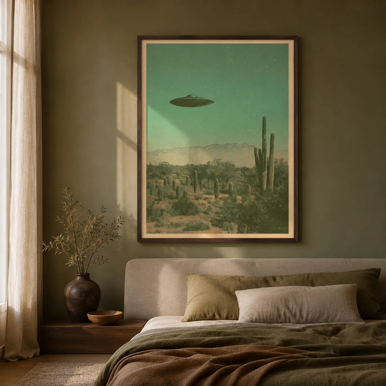 Ufo Over Desert Wall Art Decor - Wall Art Decor - styled