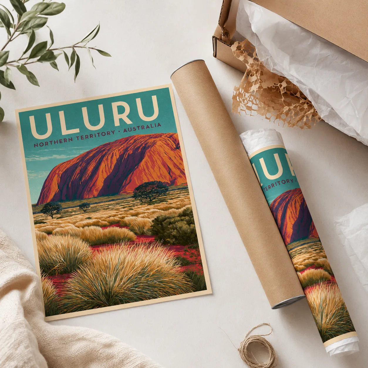 Uluru Australia Vintage Travel Wall Art Decor - Wall Art Decor - back view