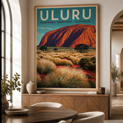 Uluru Australia Vintage Travel Wall Art Decor - Wall Art Decor - close up