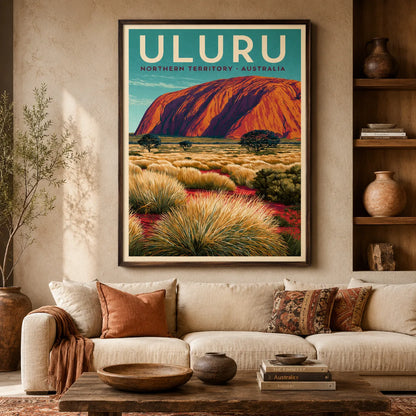 Uluru Australia Vintage Travel Wall Art Decor - Wall Art Decor - detail