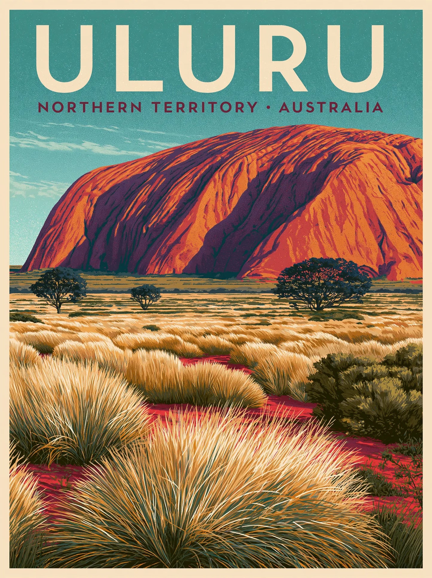 Uluru Australia Vintage Travel Wall Art Decor - Wall Art Decor - front view