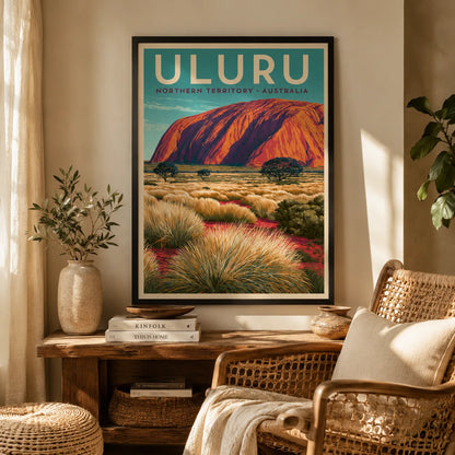 Uluru Australia Vintage Travel Wall Art Decor - Wall Art Decor - in use