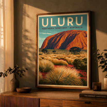 Uluru Australia Vintage Travel Wall Art Decor - Wall Art Decor - lifestyle