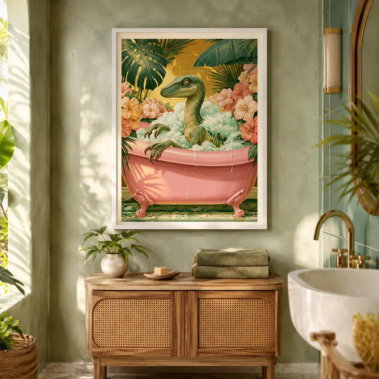 Velociraptor Bubble Bath Wall Art Decor - Wall Art Decor - detail