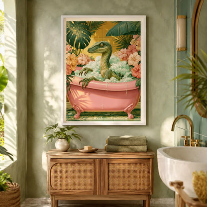 Velociraptor Bubble Bath Wall Art Decor - Wall Art Decor - detail