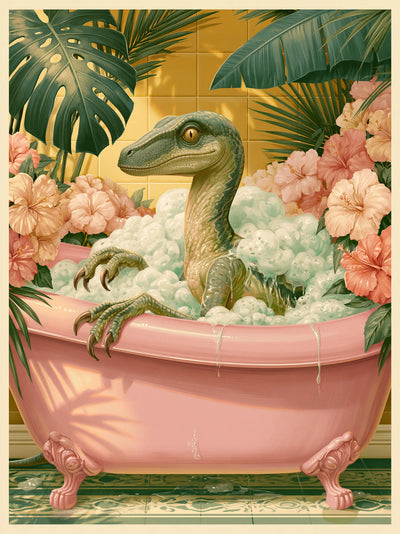 Velociraptor Bubble Bath Wall Art Decor